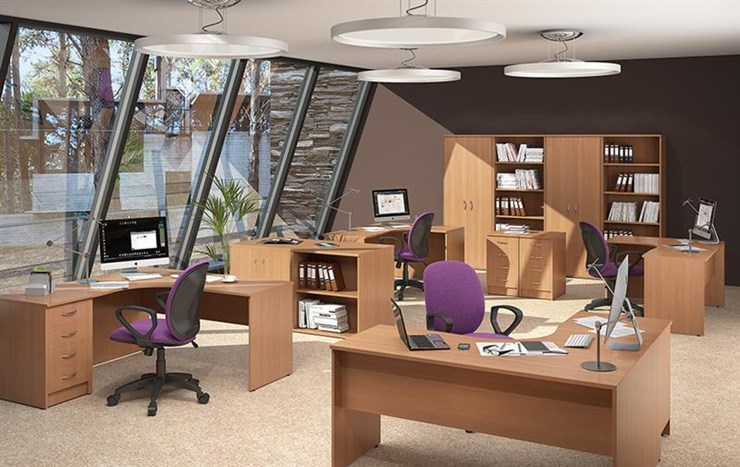 Офисный набор мебели IMAGO три стола, 2 шкафа, стеллаж, тумба в Санкт-Петербурге - изображение 2
